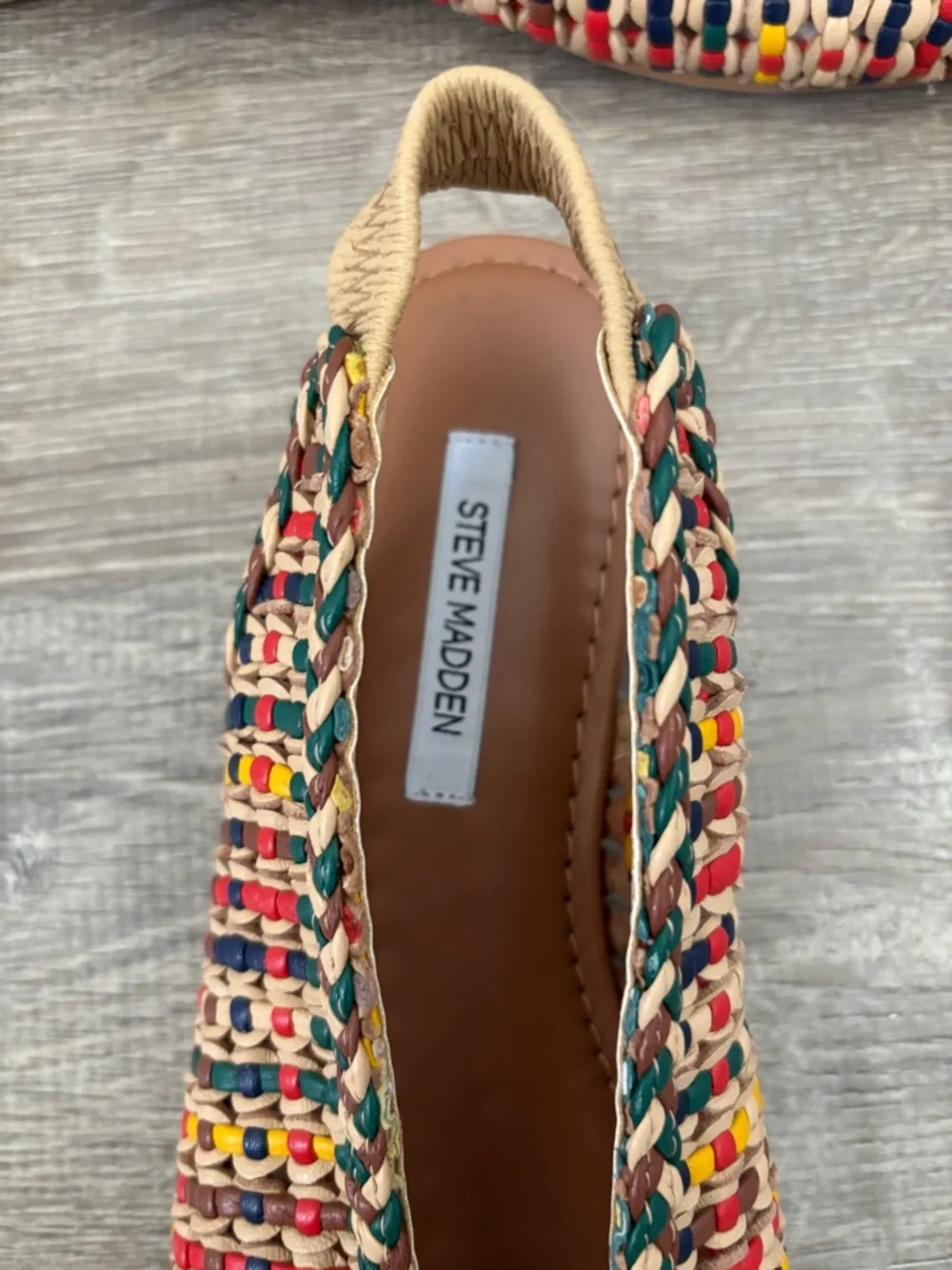Steve Madden Rumi Slingback Flats Womens 7 Multicolor Woven Leather - Picture 6 of 9